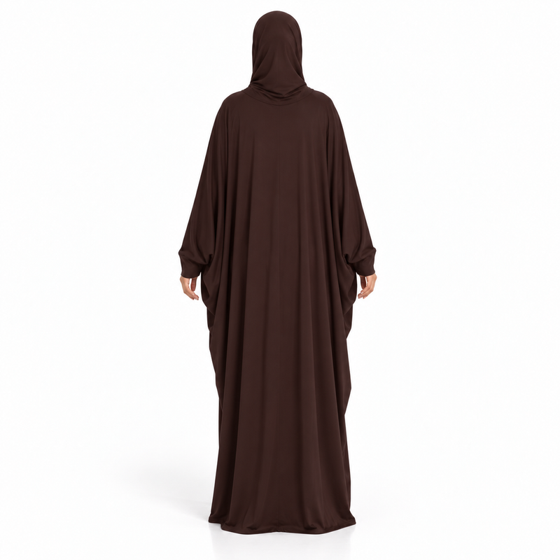 Elegant Dark Coffee Loose Fit Jilbab-4