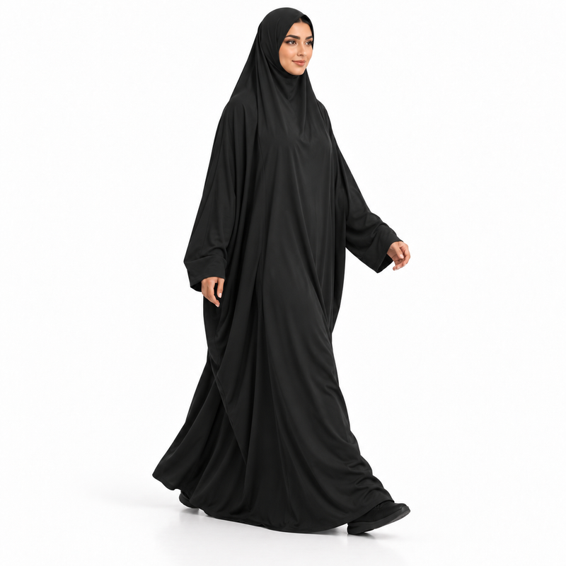 Elegant Black Loose Fit Women's Jilbab-2