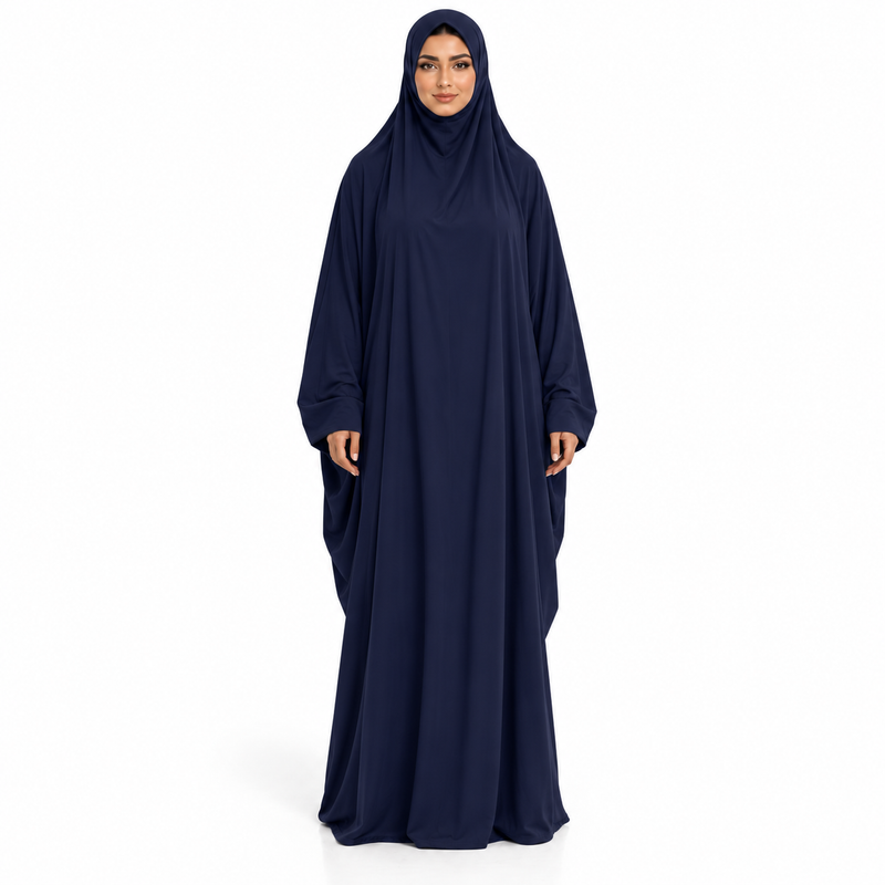 Elegant Navy Blue Women's Jilbab Dress-1