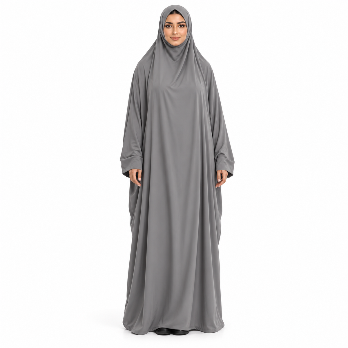 Elegant Grey Loose Fit Women's Jilbab-1