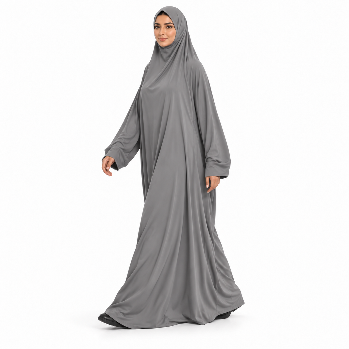 Elegant Grey Loose Fit Women's Jilbab-3