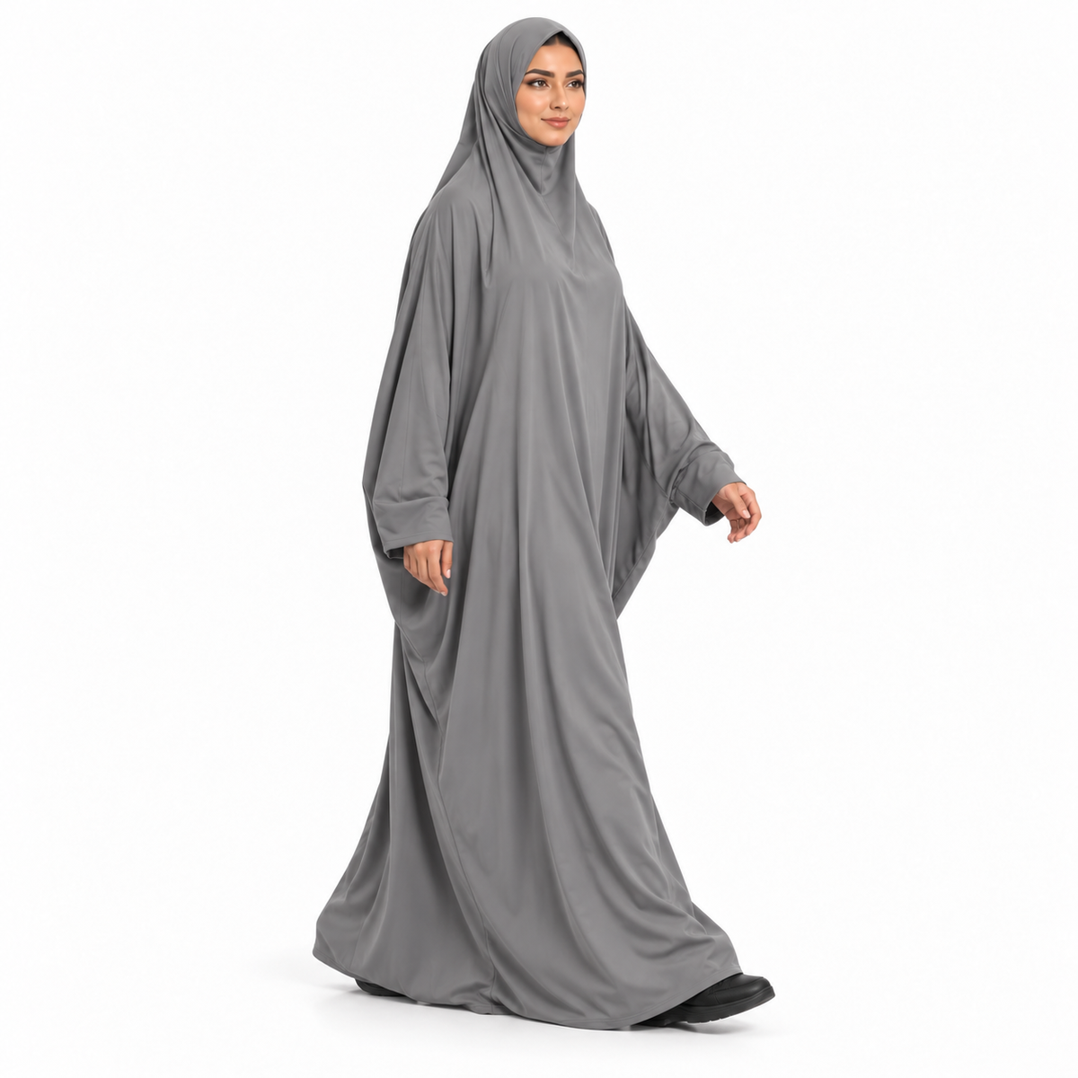 Elegant Grey Loose Fit Women's Jilbab-2