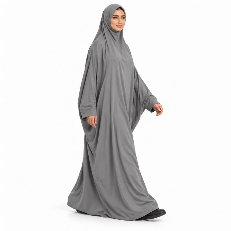 Elegant Grey Loose Fit Women's Jilbab-2