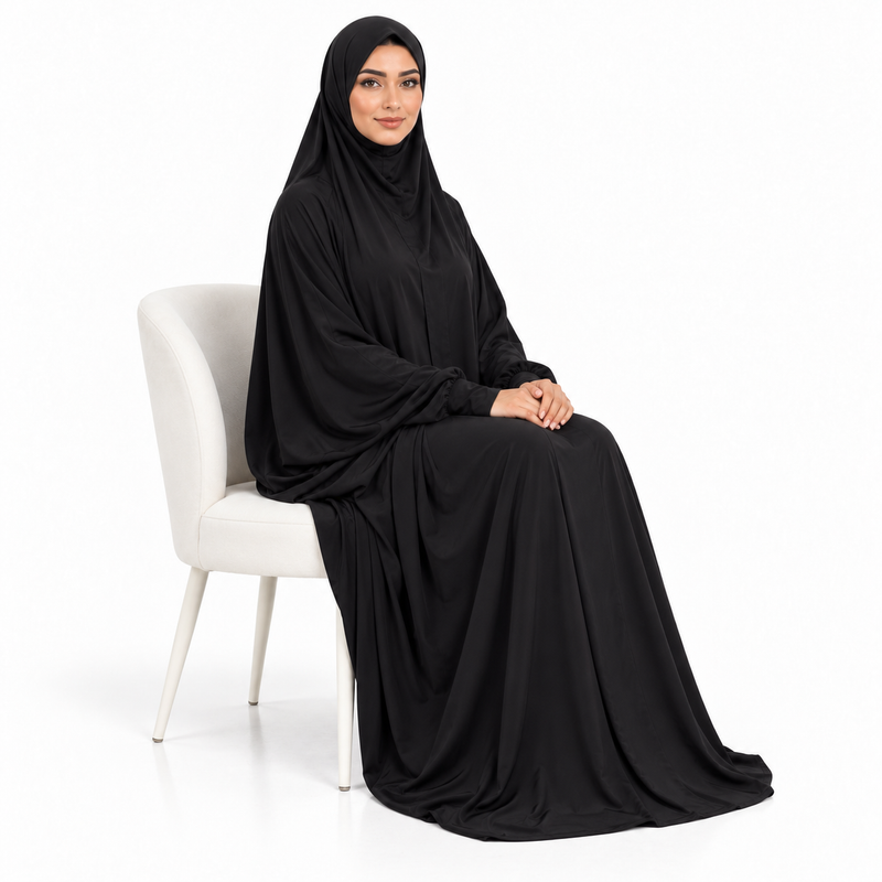 Elegant Black Full Coverage Women's Jilbab-2