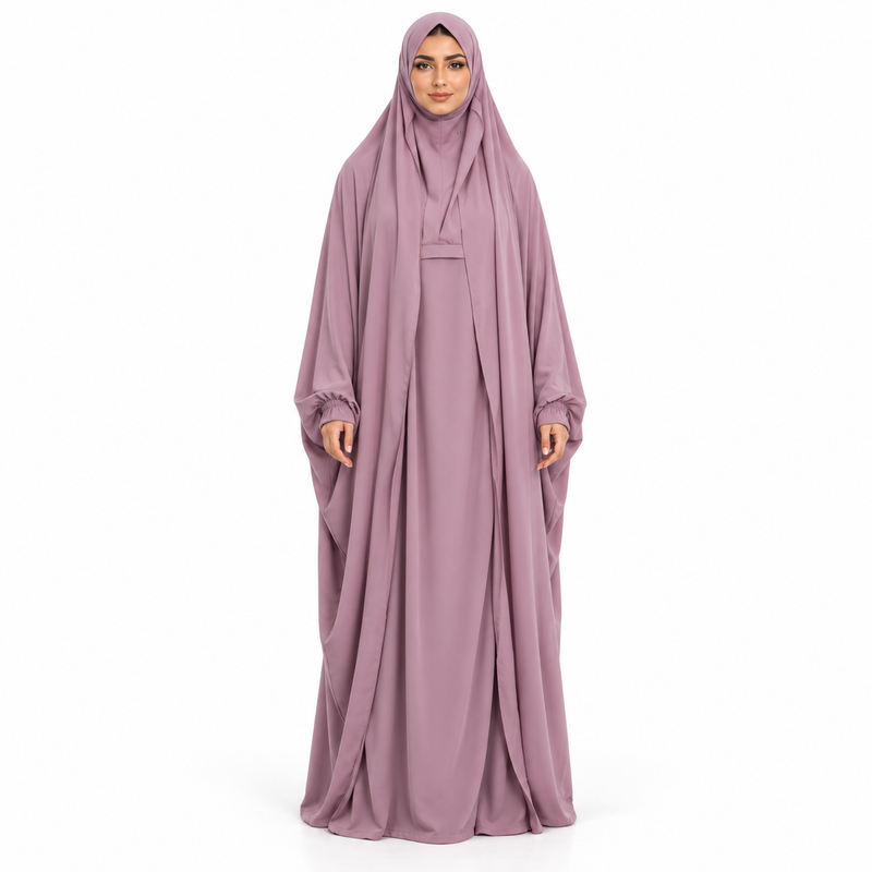Elegant Purple Loose Fit Women's Jilbab-1