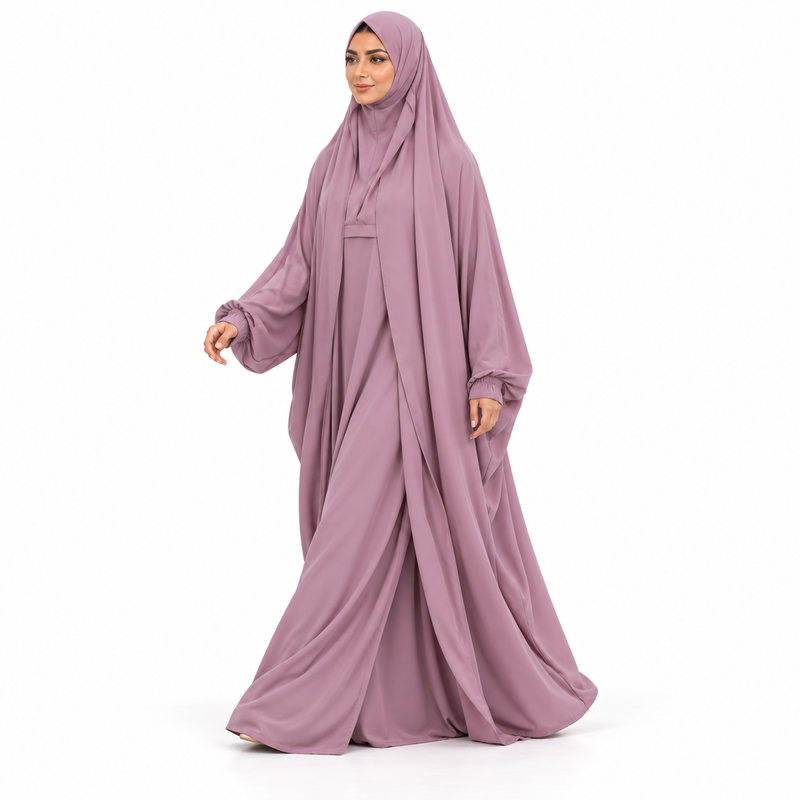 Elegant Purple Loose Fit Women's Jilbab-3