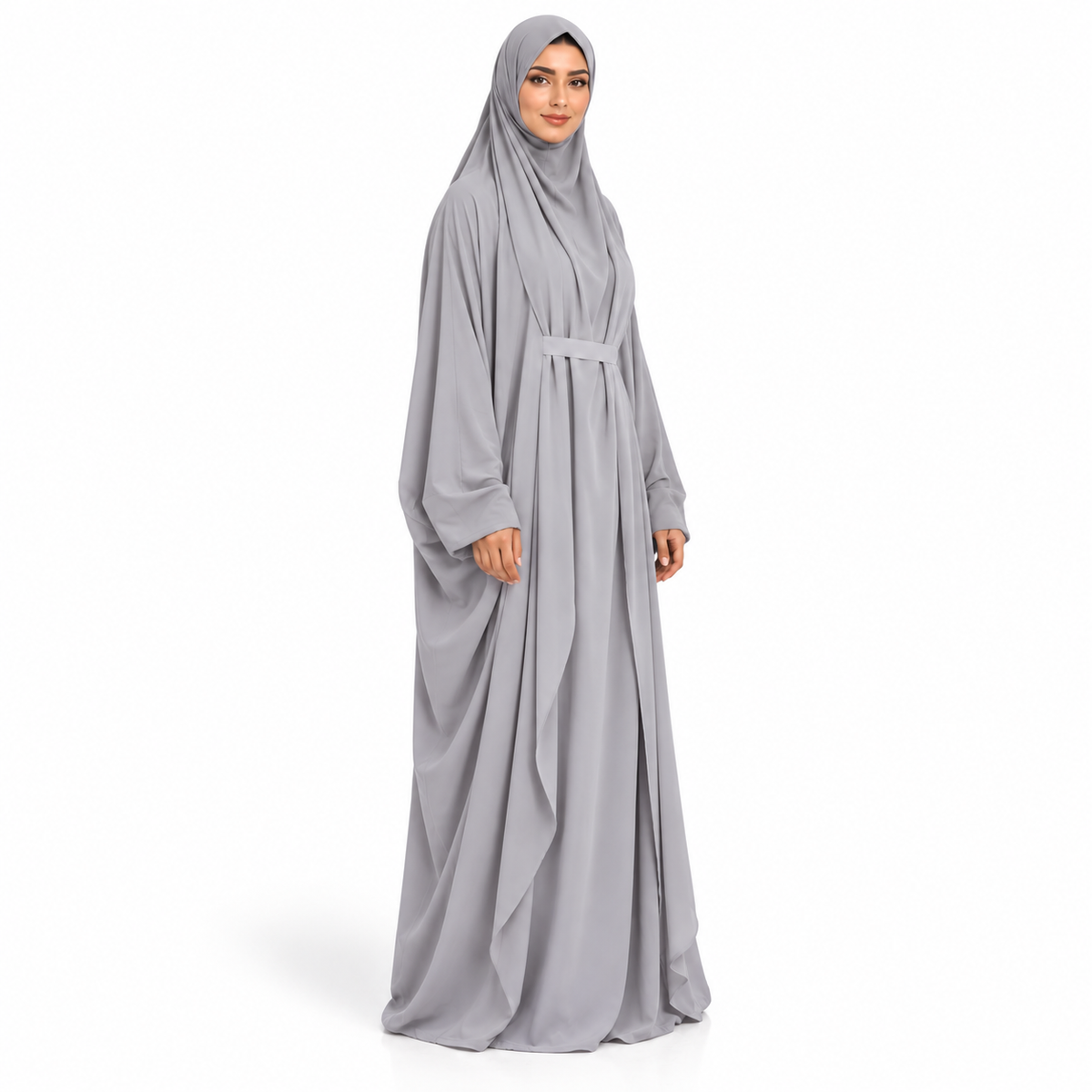 Elegant Light Grey Women's Flowing Jilbab