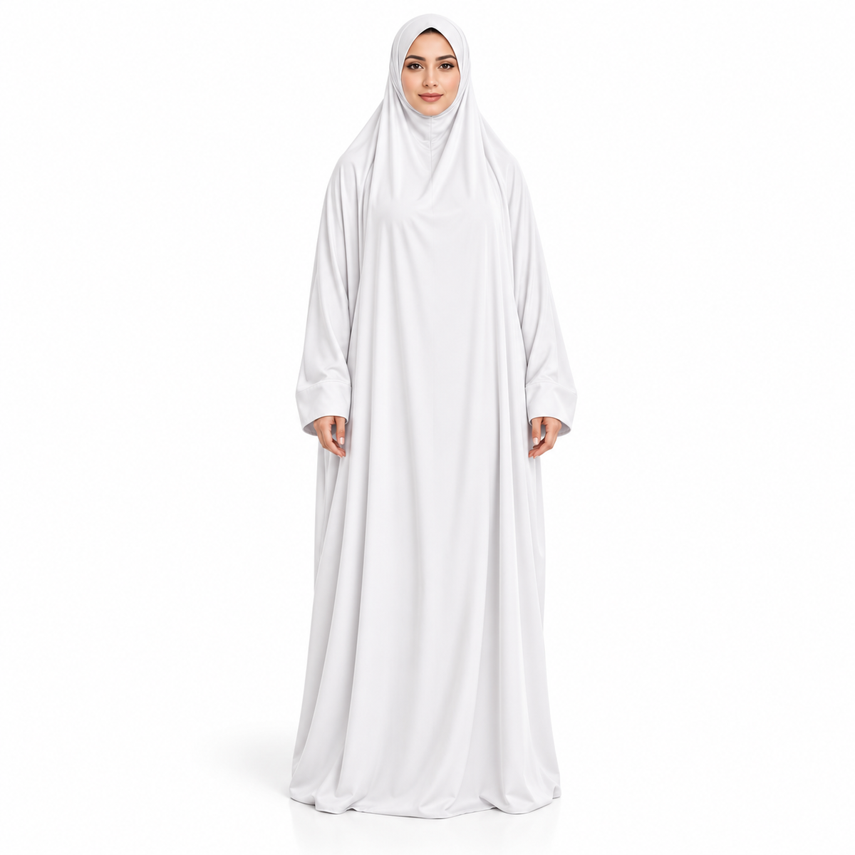 Elegant White Loose Fit Women's Jilbab