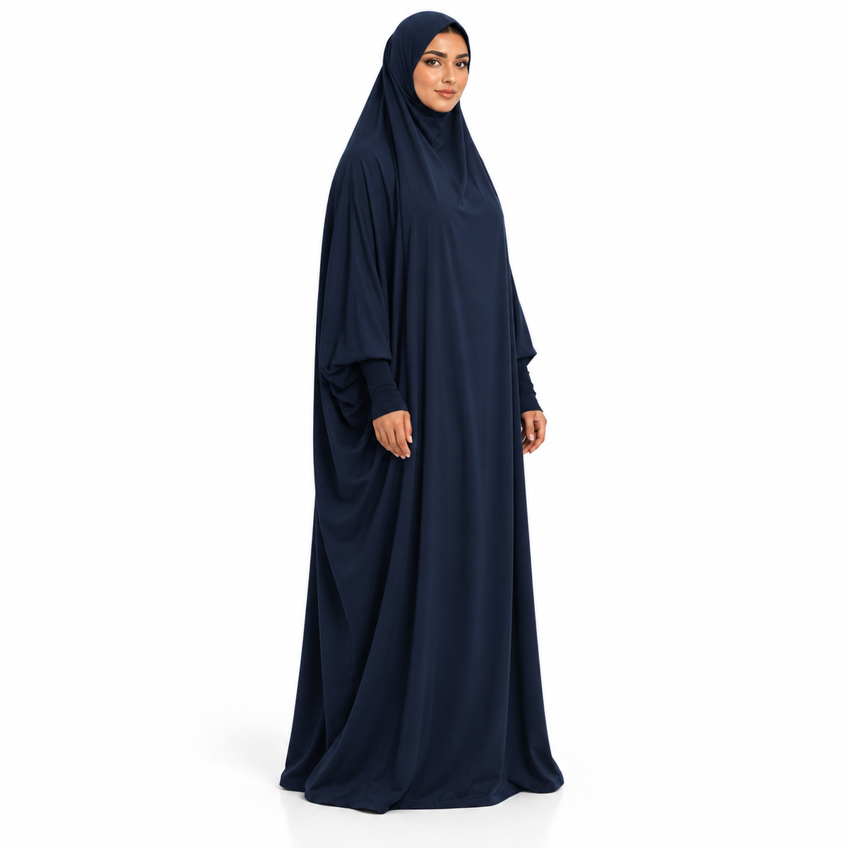 Elegant Navy Blue Women's Flowing Jilbab