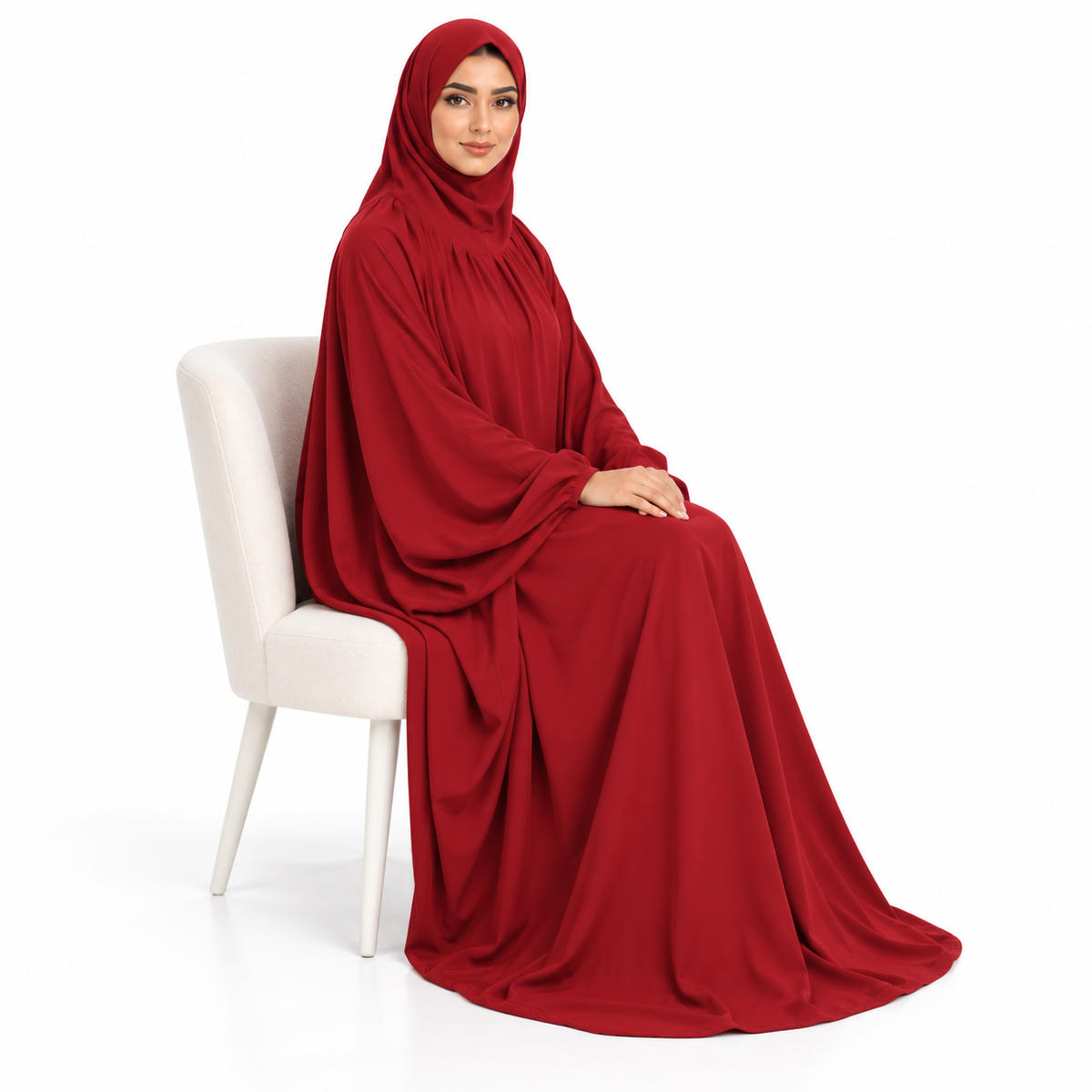 Elegant Purplish Red Women's Flowing Jilbab-2