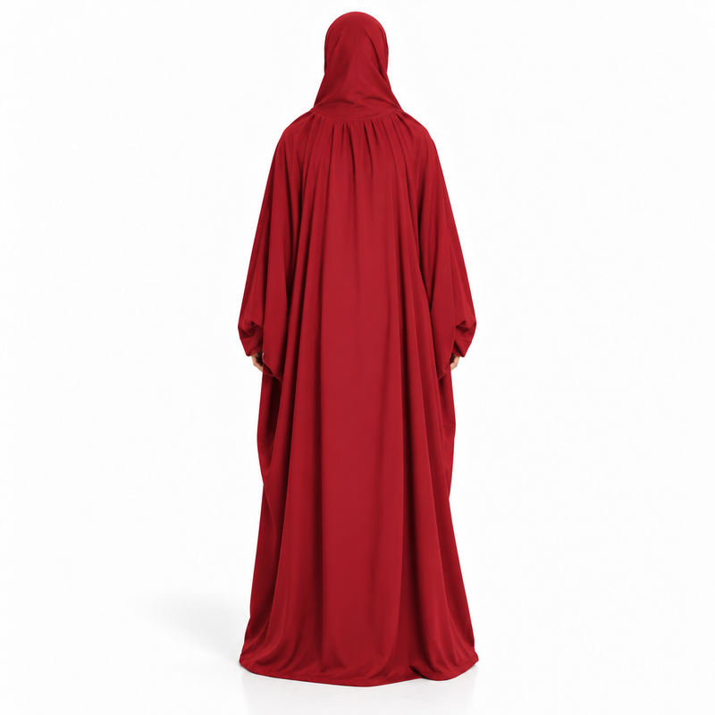 Elegant Purplish Red Women's Flowing Jilbab-4
