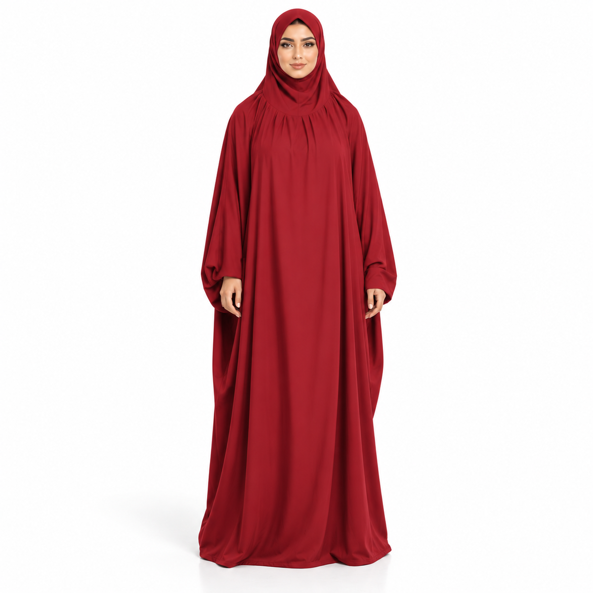 Elegant Purplish Red Women's Flowing Jilbab-1