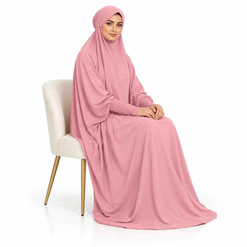 Elegant Pink Women's Loose Fitting Jilbab-3