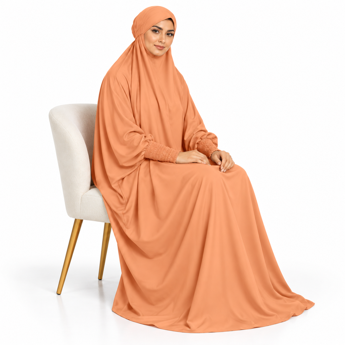 Elegant Orange Women's Loose Fitting Jilbab-3