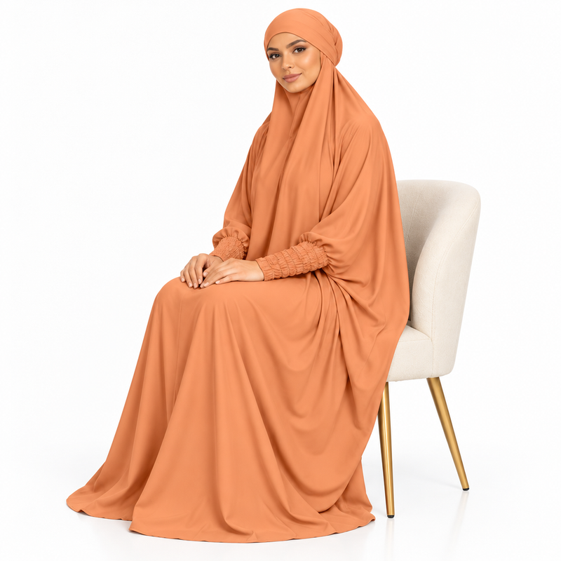 Elegant Orange Women's Loose Fitting Jilbab-2