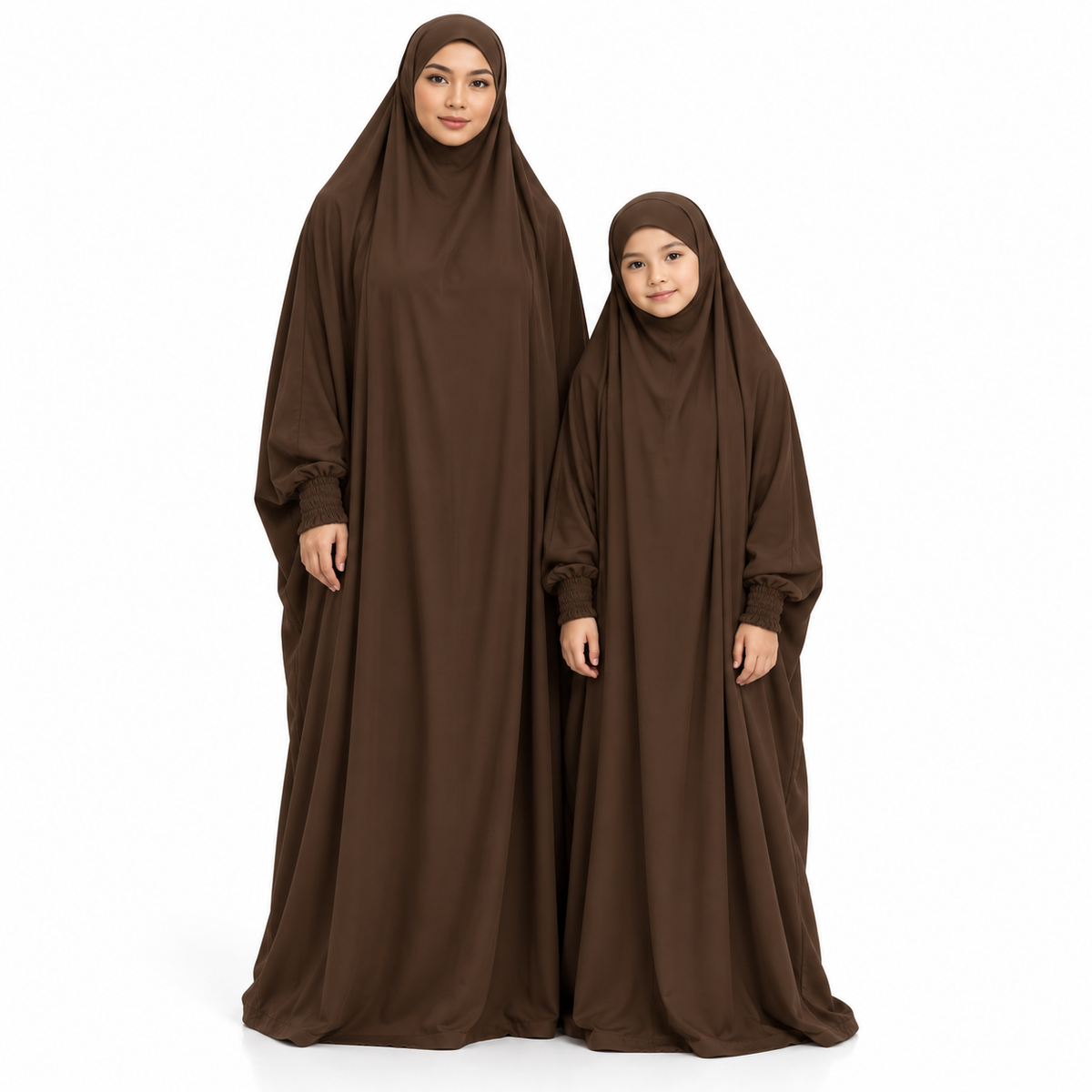 Elegant Coffee Brown Matching Family Jilbab-1