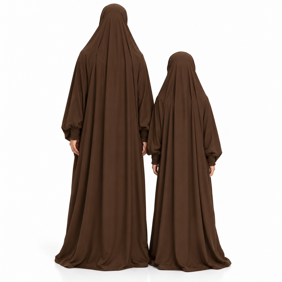 Elegant Coffee Brown Matching Family Jilbab-4