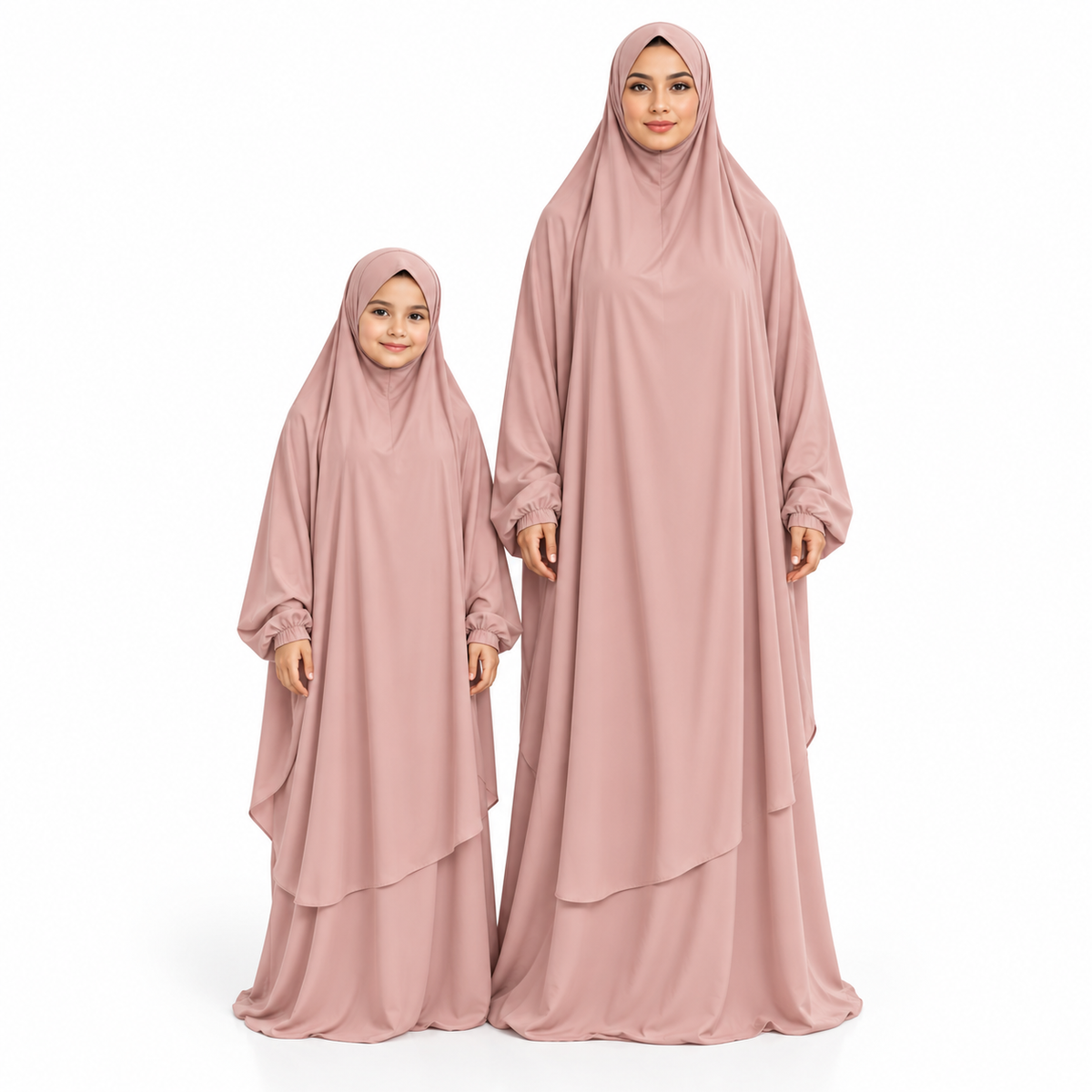 Elegant Pink Matching Mother Daughter Jilbab