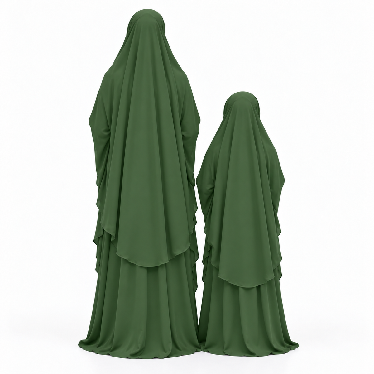 Elegant Army Green Mother Daughter Jilbab-4