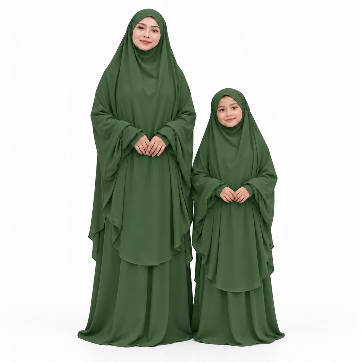 Elegant Army Green Mother Daughter Jilbab