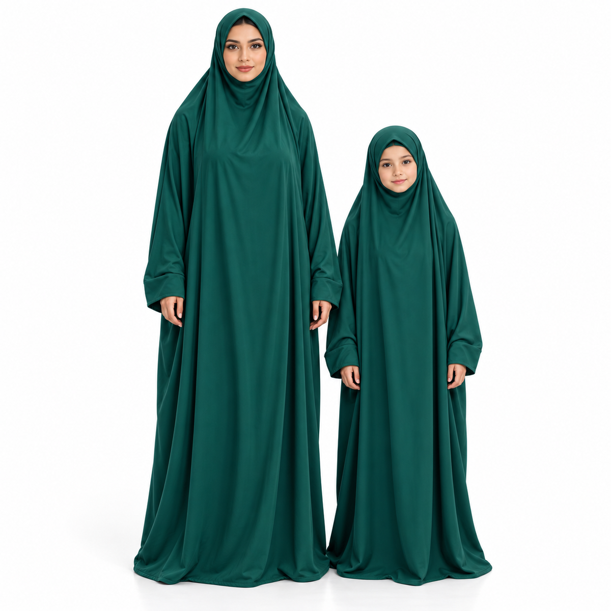 Elegant Green Matching Mother Daughter Jilbab