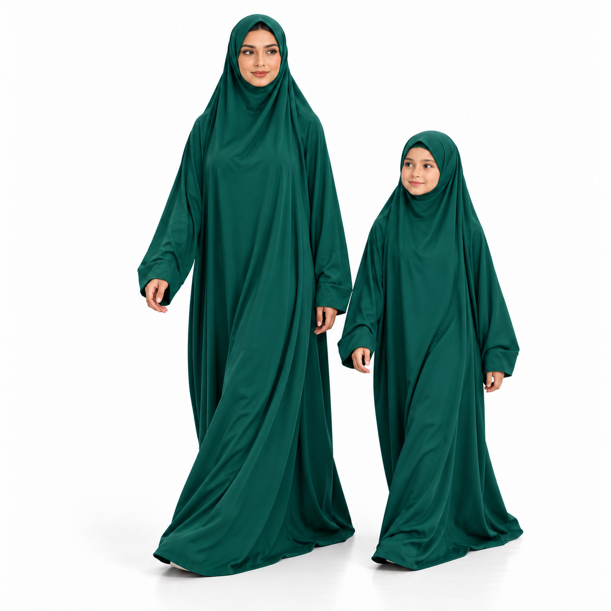 Elegant Green Matching Mother Daughter Jilbab-3