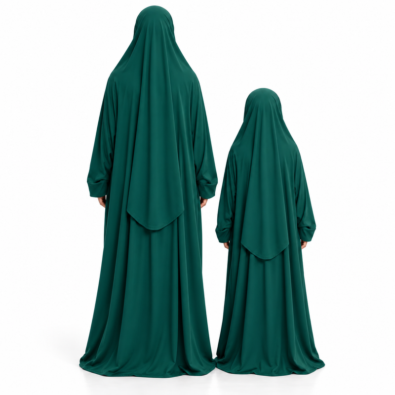 Elegant Green Matching Mother Daughter Jilbab-4