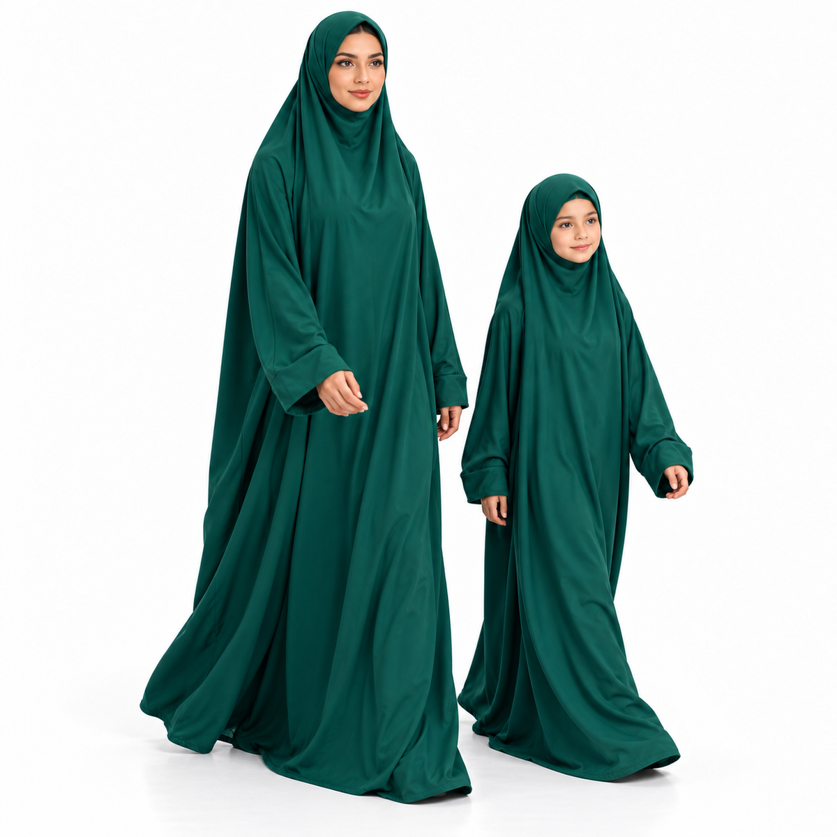 Elegant Green Matching Mother Daughter Jilbab-2