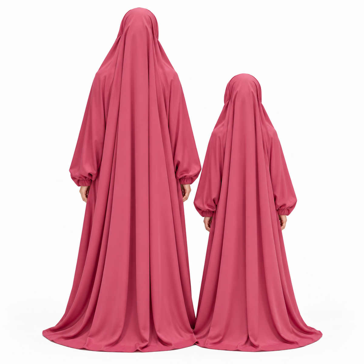 Elegant Rose Red Mother Daughter Jilbab-4