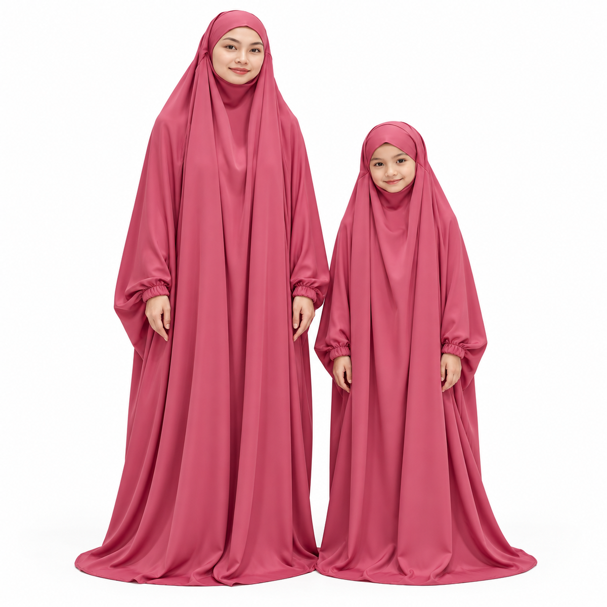 Elegant Rose Red Mother Daughter Jilbab-1