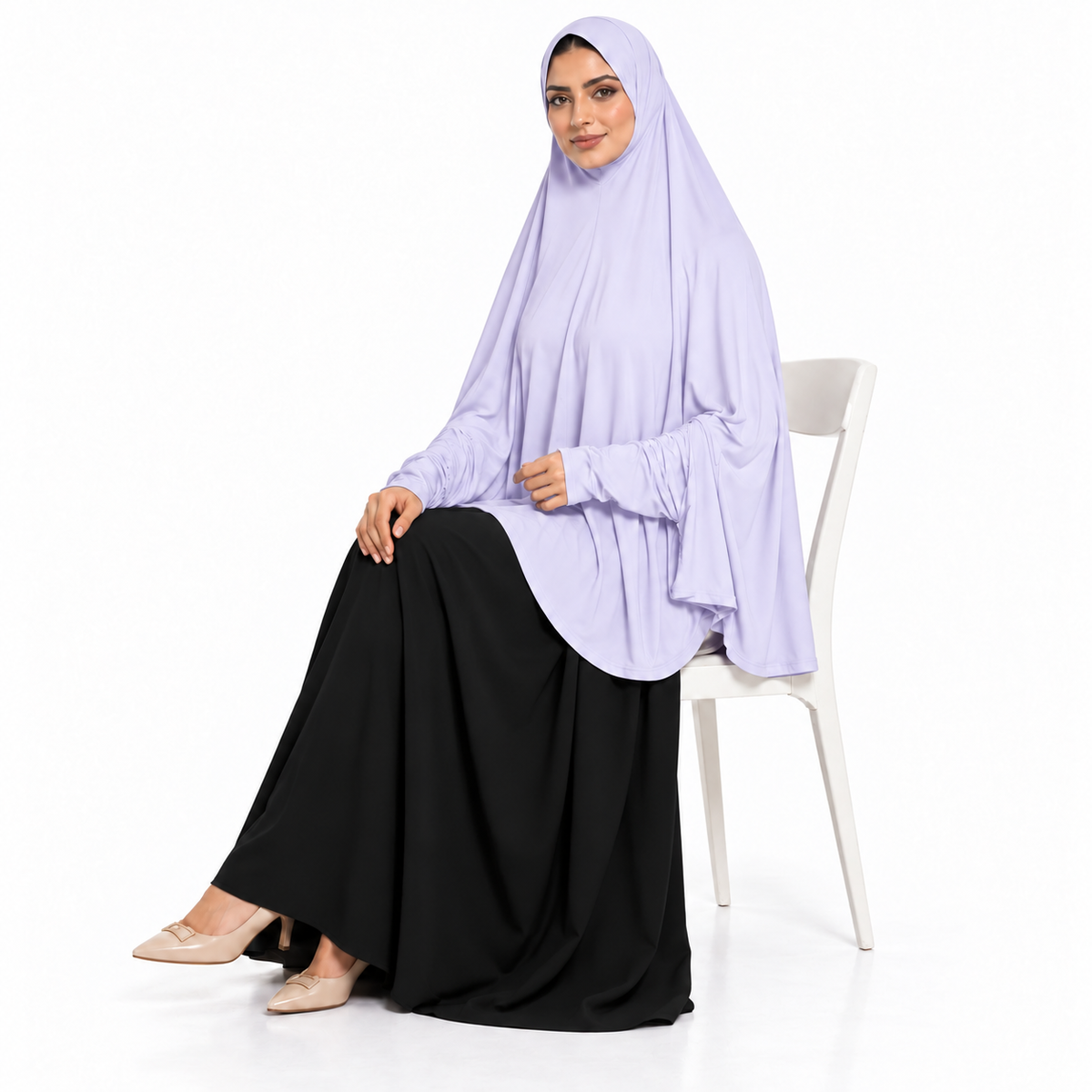 Elegant White Women's Full Coverage Khimar-3