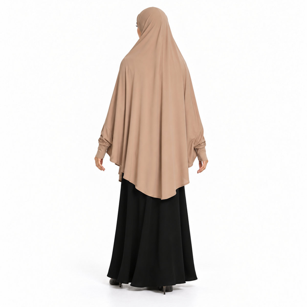Elegant Khaki Women's Flowing Prayer Khimar-4