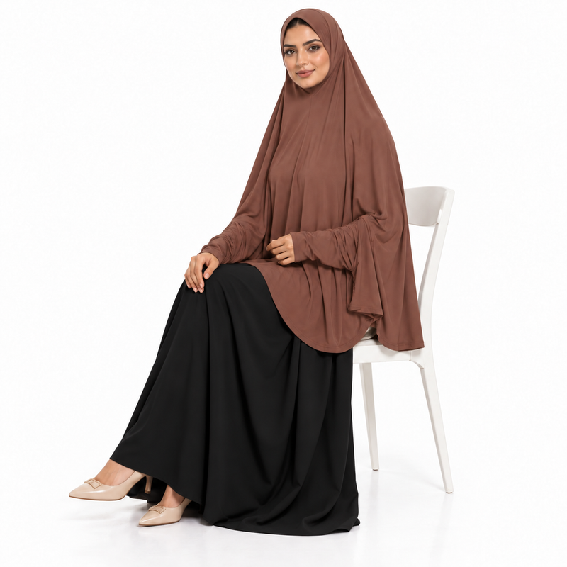 Elegant Coffee Brown Women's Prayer Khimar-2