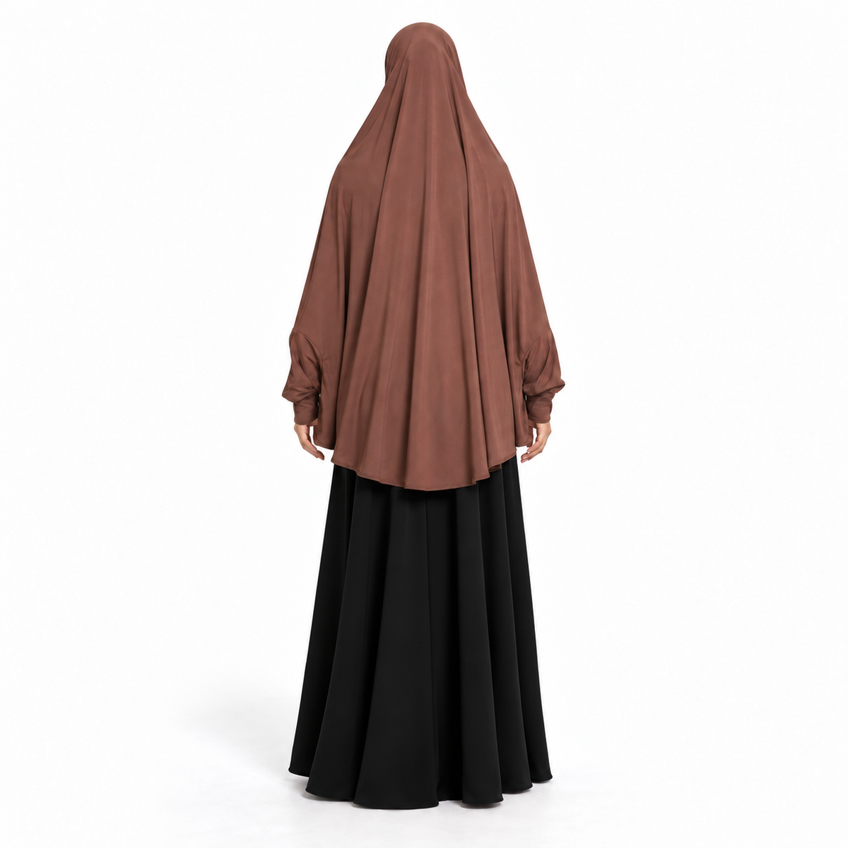 Elegant Coffee Brown Women's Prayer Khimar-4