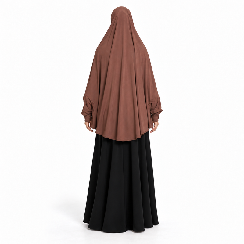 Elegant Coffee Brown Women's Prayer Khimar-4