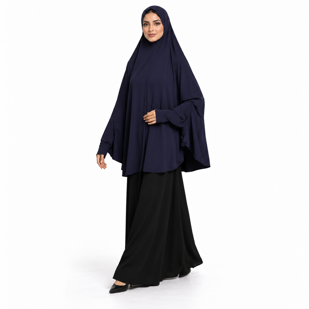 Elegant Navy Blue Women's Prayer Khimar-3