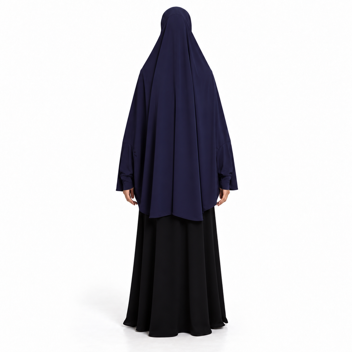 Elegant Navy Blue Women's Prayer Khimar-4