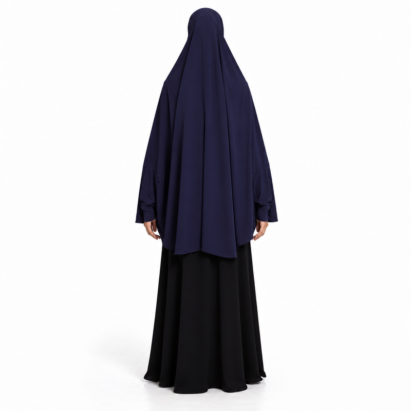 Elegant Navy Blue Women's Prayer Khimar-4