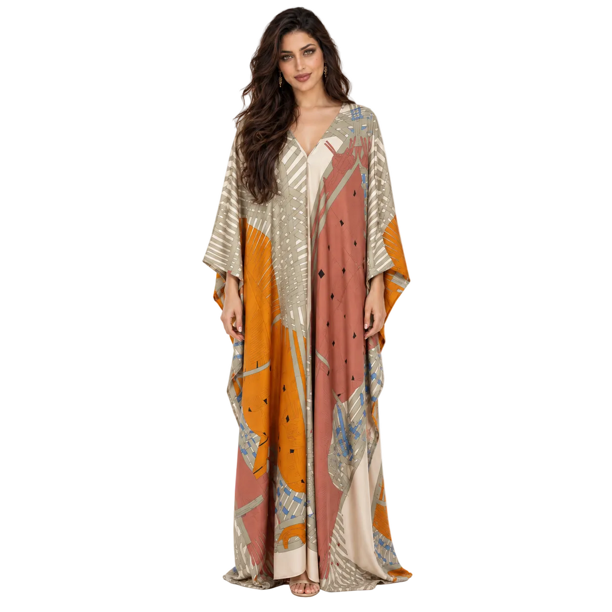 Abstract Geometric Print pakistani Beach Kaftan