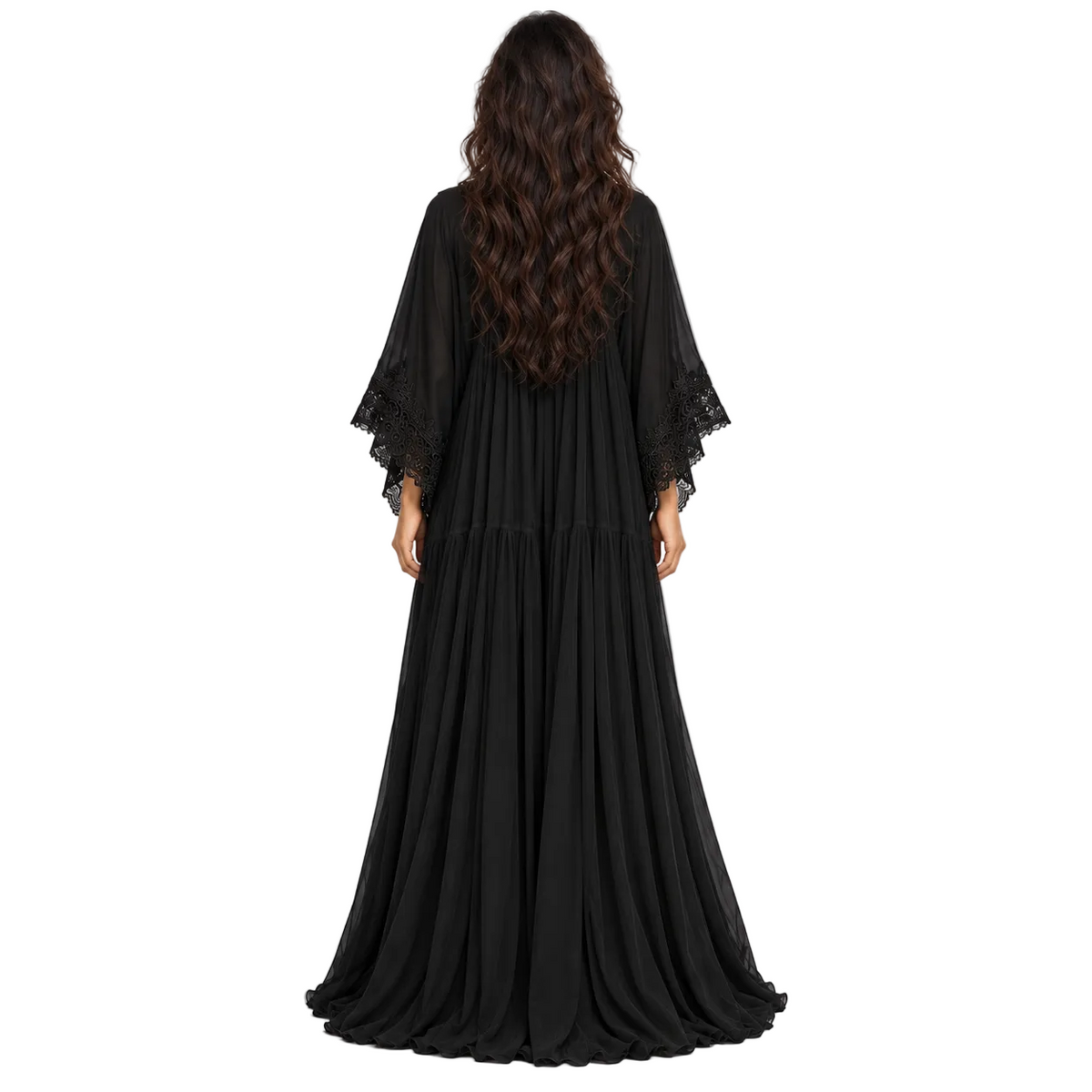 Black Lace Flowing Women’s Kaftan Dress-4