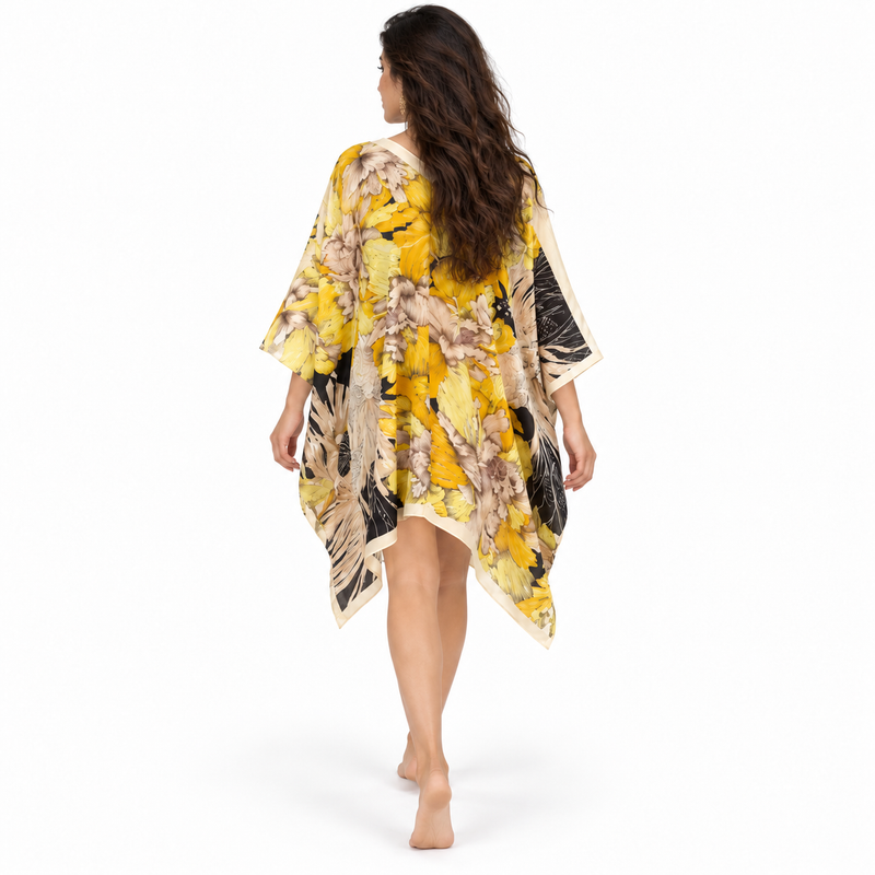 Gold Floral Print Relaxed Women’s Kaftan-4