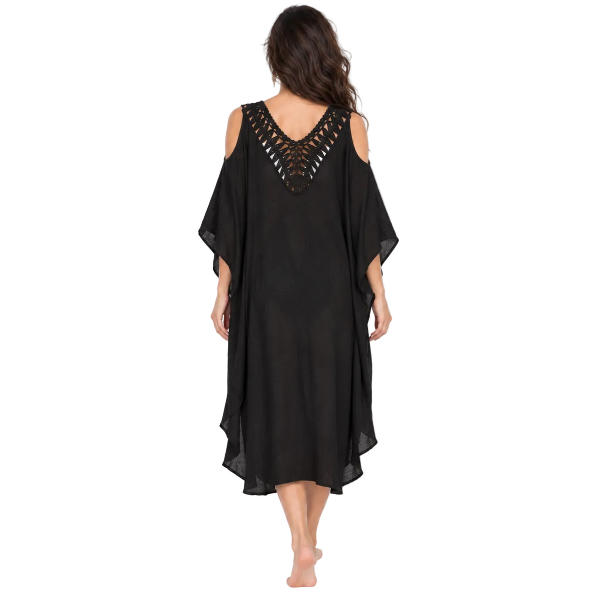 Black Crochet Cold Shoulder Women’s Kaftan-4