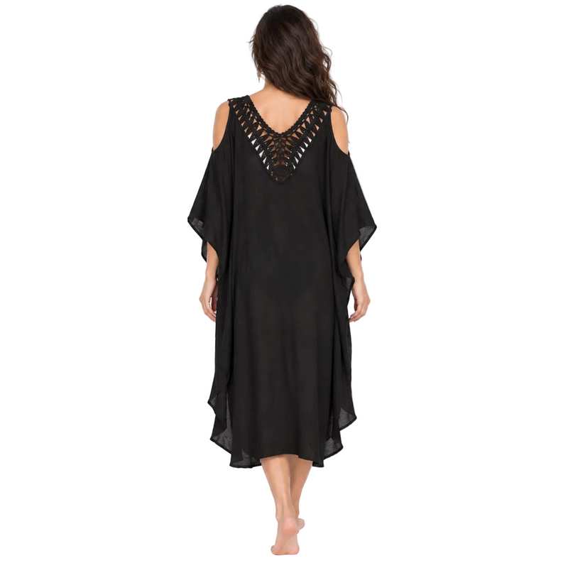 Black Crochet Cold Shoulder Women’s Kaftan-4