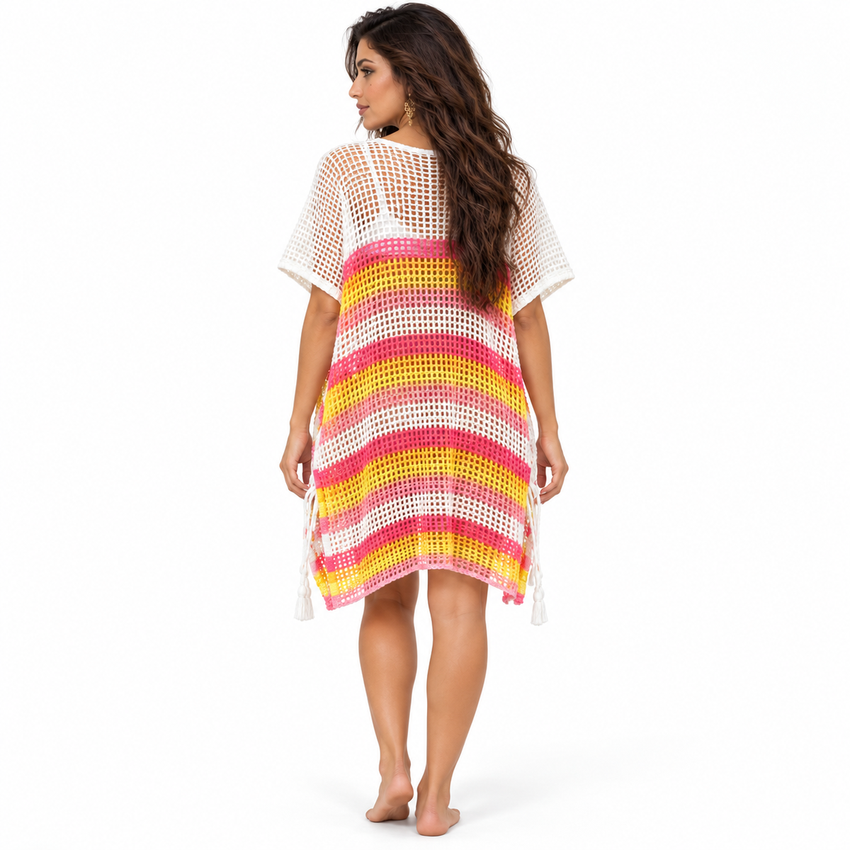 Rose Red Crochet Beach Women’s Kaftan-4