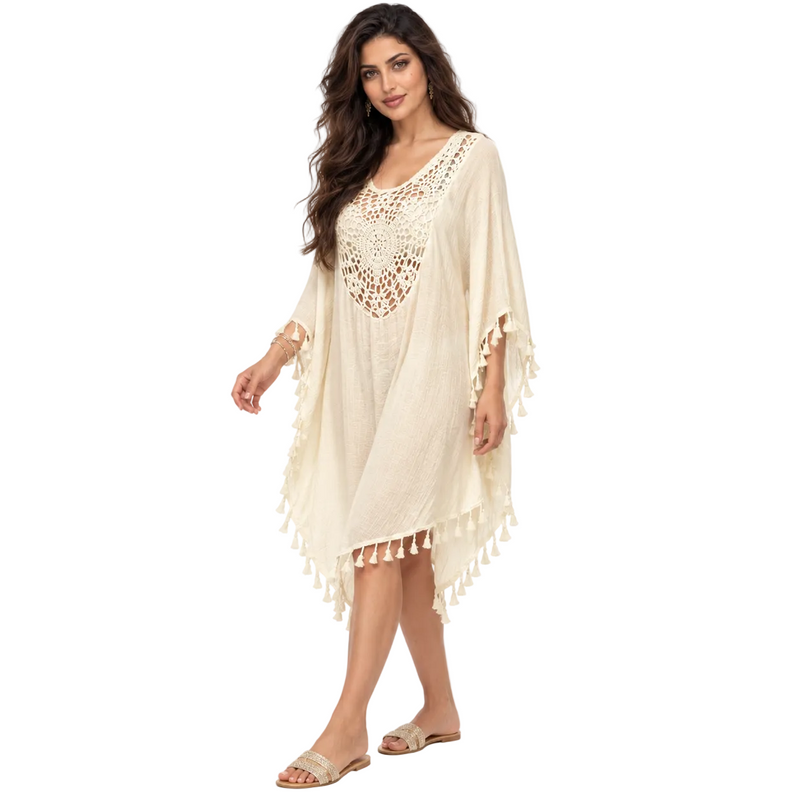 Apricot Crochet Tassel Relaxed Women’s Kaftan-2