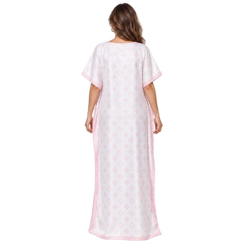 Elegant Pink Monogram Stole Kaftan Dress-4