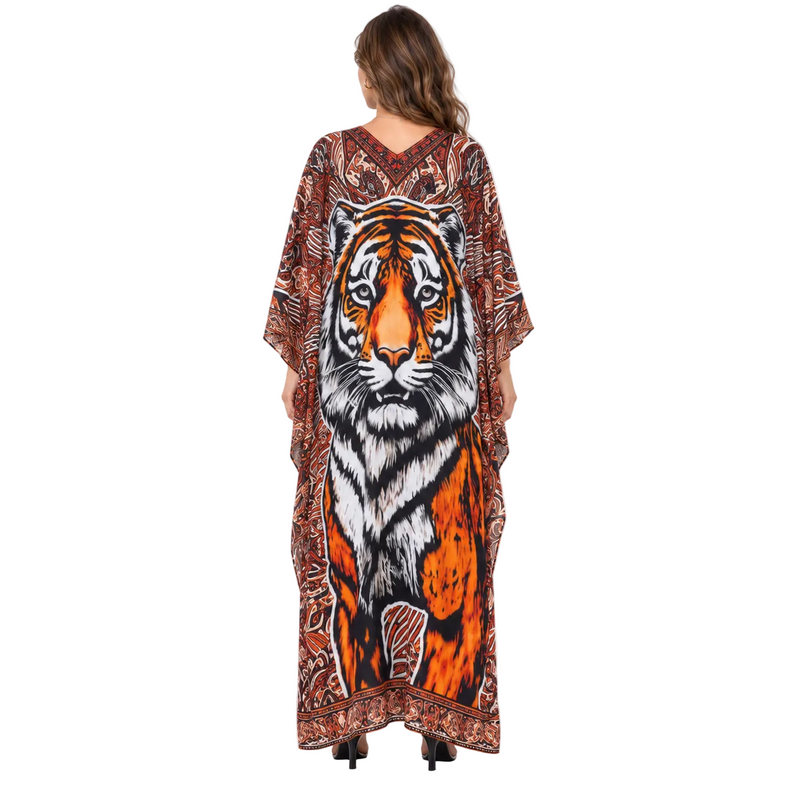 Luxury Tiger Print Batwing Maxi Kaftan-4
