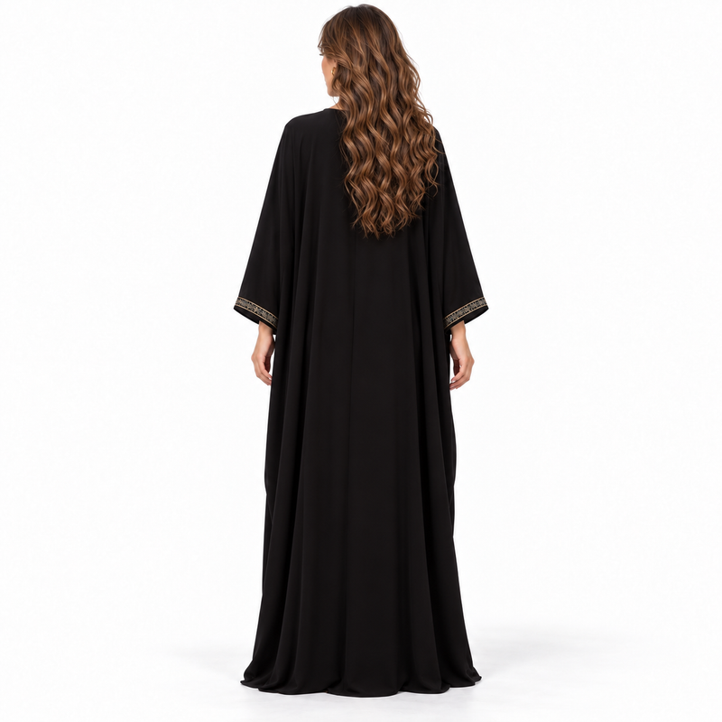 Black Multicolor Embroidered Elegant Luxury Kaftan-4
