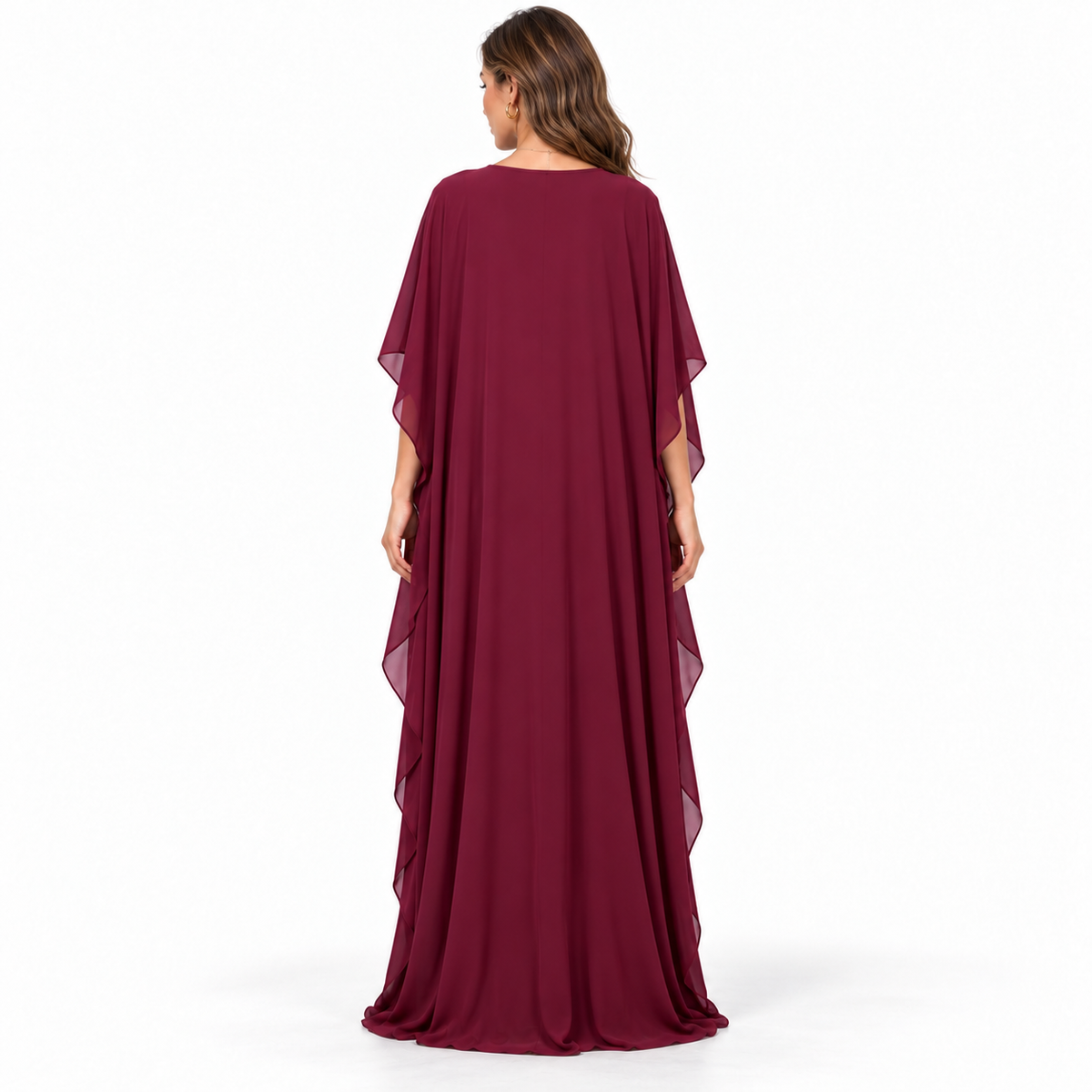 Elegant Burgundy Gold Embroidered Luxury Kaftan-4