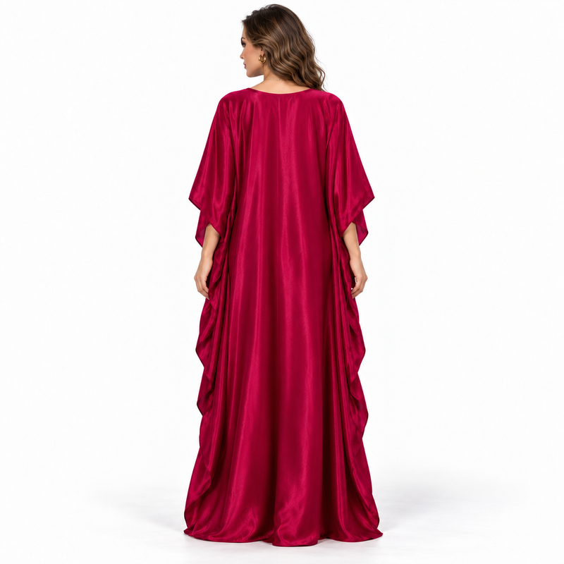 Magenta Gold Embroidered Elegant Luxury Kaftan-4